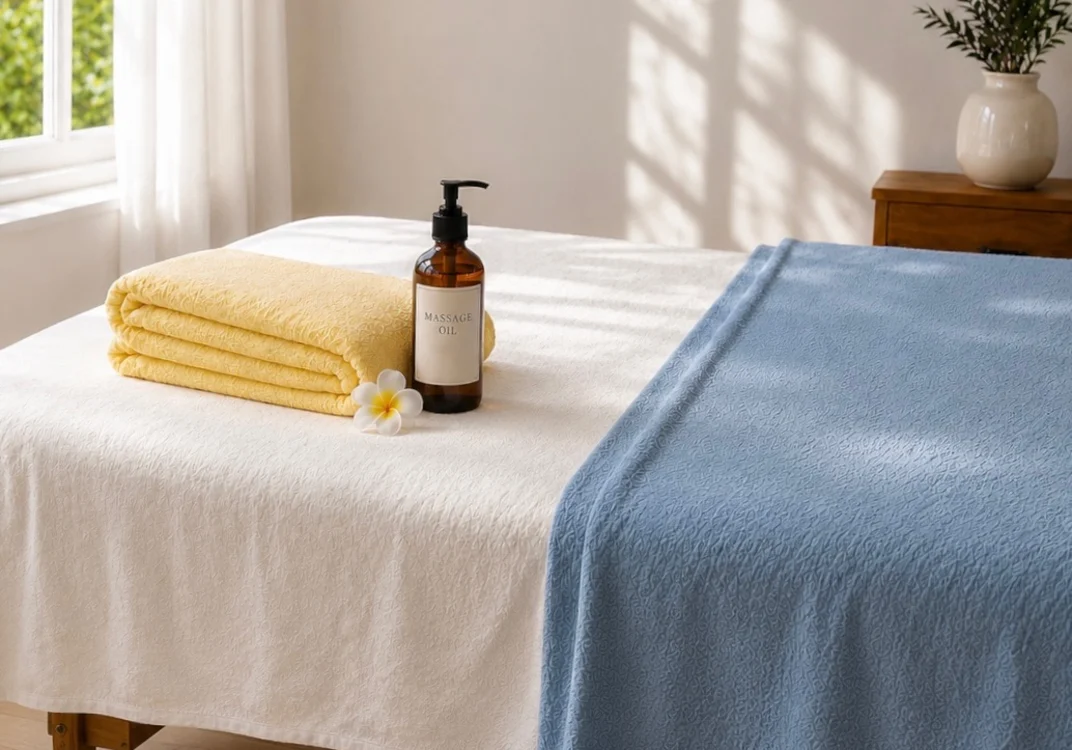 Massage table set up in a living room (Jersey City)
